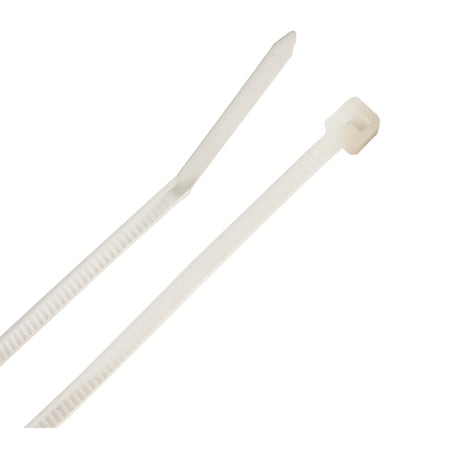 Steel Grip Cable Tie, 4 in L, 13/16 in Max Bundle Dia., White, Polypropylene, 175 lb Strength, 40 PK M-100-4-N40